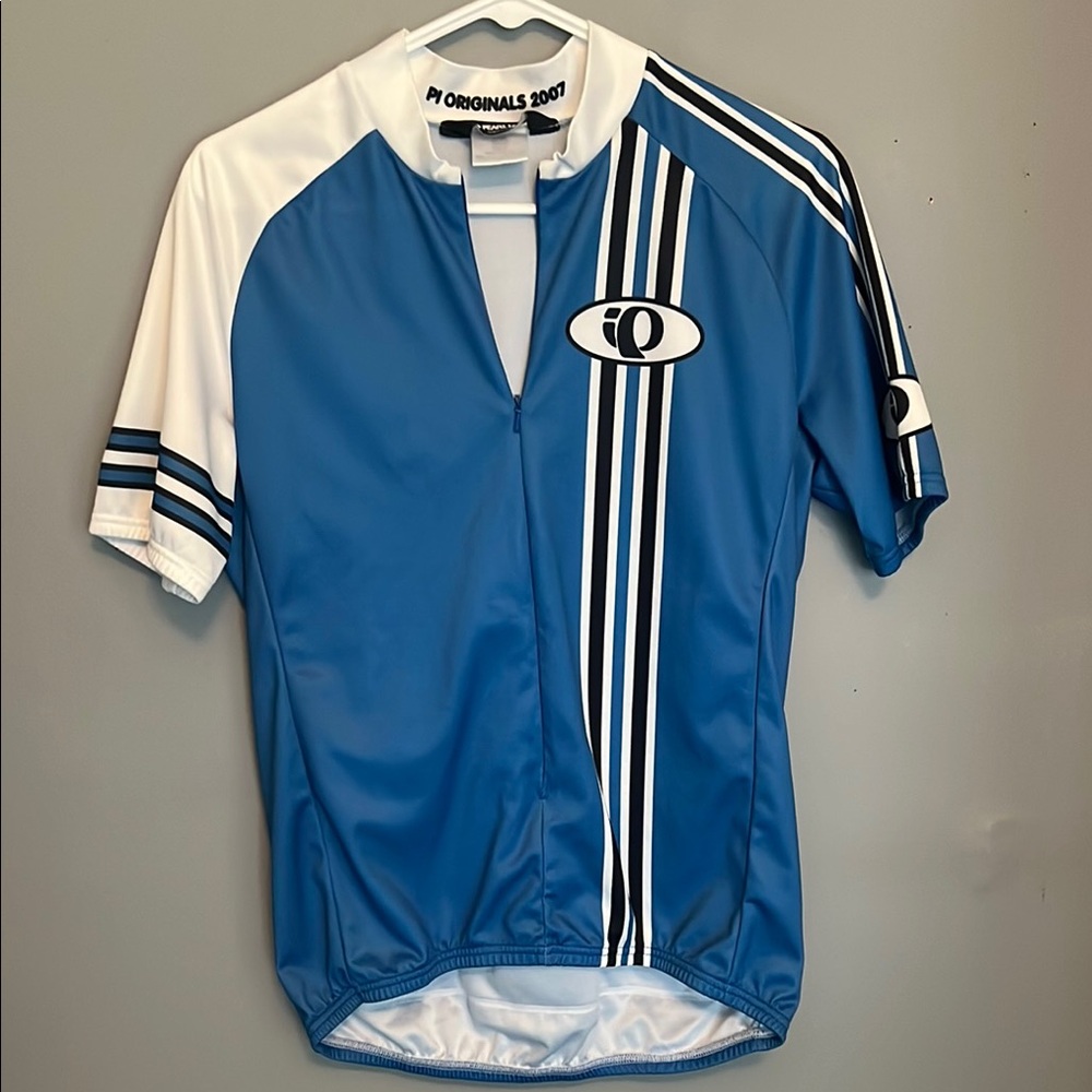Retro Sport Activewear Pearl Izumi Blue and White Cycling Jersey SZ Medium